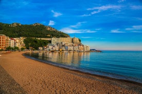 Photo of panoramic aerial view of old town of Budva, Montenegro.