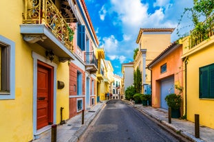 Photo of Heraion in Perachora with small beach, Loutraki, Greece.