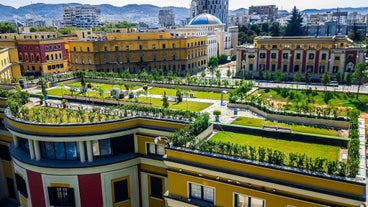 Photo of aerial view of the city Durres, Albania.