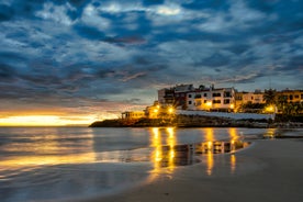 photo of aerial panorama view of the coastline Cambrils, Costa Dourada, Catalonia, Spain.