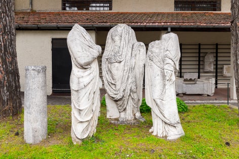PHOTO OF Exponates near the Archaeological Museum of Dion, Pieria, Central Macedonia, Greece.