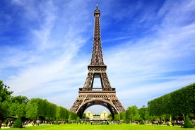 Paris, France. Panoramic view from Arc de Triomphe. Eiffel Tower and Avenue des Champs Elysees. Europe.