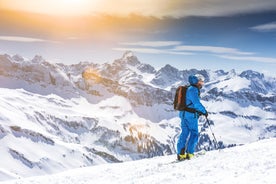 photo of St. Moritz, the famous resort region for winter sport, from the high hill in Switzerland.