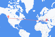 バンクーバーからアンカラ行きのフライト