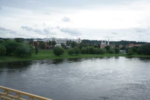 Panorama of Kaunas from Aleksotas hill, Lithuania.