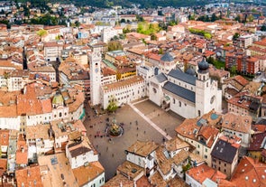 Photo of aerial view of Andalo, turistic town in the Dolomites, Trentino, Italy.