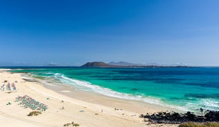 photo of aerial view of Puerto del Rosario city, Fuerteventura Island, Canary Islands, Spain.