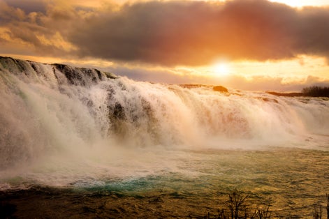 photo of Beautiful scenery of Faxi Waterfal, Iceland .