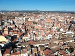 Scenic aerial view of the Agbar Tower in Barcelona in Spain.