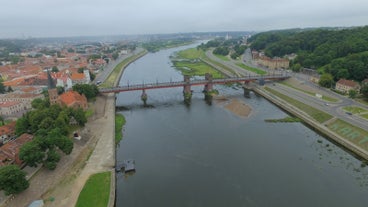 Panorama of Kaunas from Aleksotas hill, Lithuania.