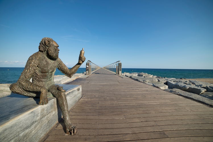 Monkey Sculpture in Badalona, Spain.