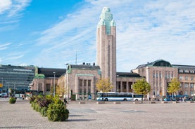 Helsinki cityscape with Helsinki Cathedral and port, Finland