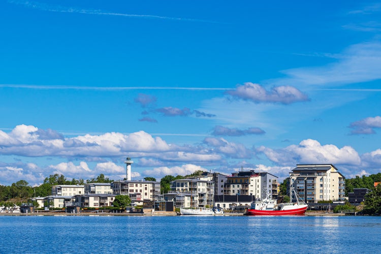 View to the city Vastervik at the Baltic Sea coast in Schweden.