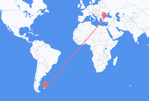 เที่ยวบิน จาก Mount Pleasant, หมู่เกาะฟอล์กแลนด์ ไปยัง Kutahya, ตุรกี