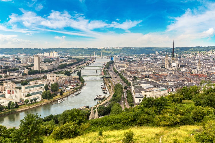 Photo of Panoramic aerial view of Rouen in a beautiful summer day, France