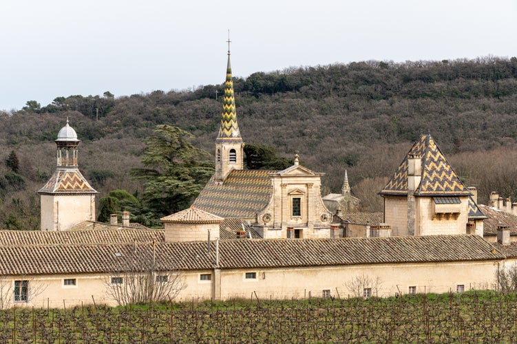 photo of view of Chartreuse de Valbonne in France.ineyards. Gard. Occitanie. la France.