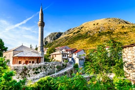 Photo of beautiful aerial view from uphill towards the town of Visoko in Bosnia and Herzegovina.