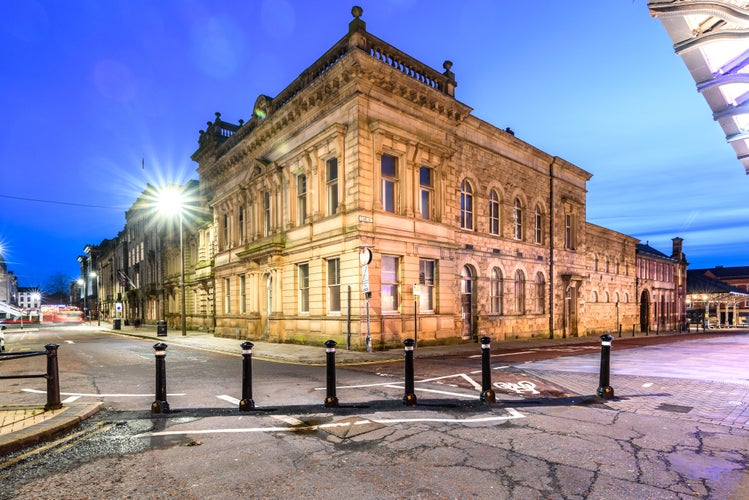 Photo of Preston town hall at blue hour , Preston, Lancashire, UK.