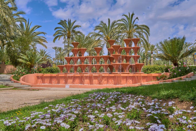 Photo of Fountain inside of El Palmeral municipal park in Elche. (formerly located in the Glorieta of Elche) Alicante, Spain.