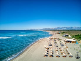 Photo of aerial view of Ulcinj, famous resort town in Montenegro.