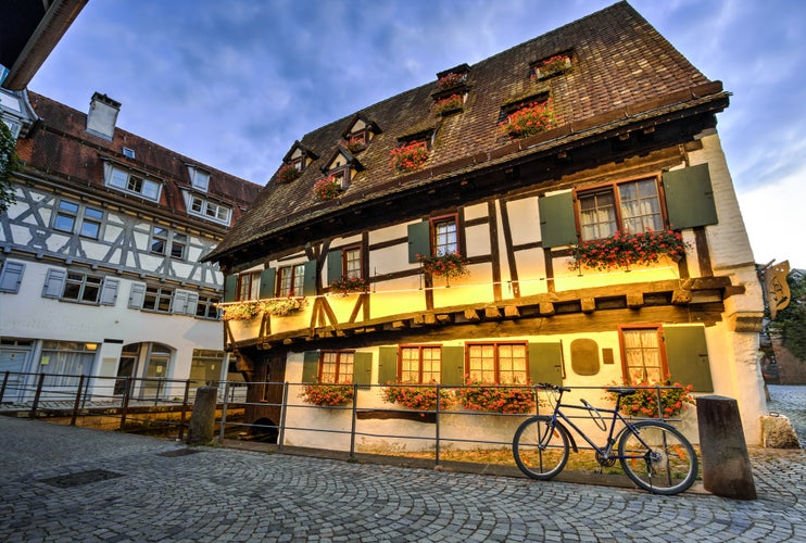 photo of view of Old house and street in Ulm, Germany.