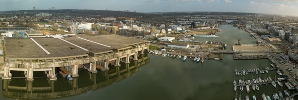 Photo of Bordeaux aerial panoramic view. Bordeaux is a port city on the Garonne river in Southwestern France.