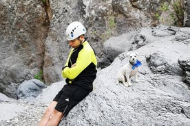 Rock climbing in natural space.