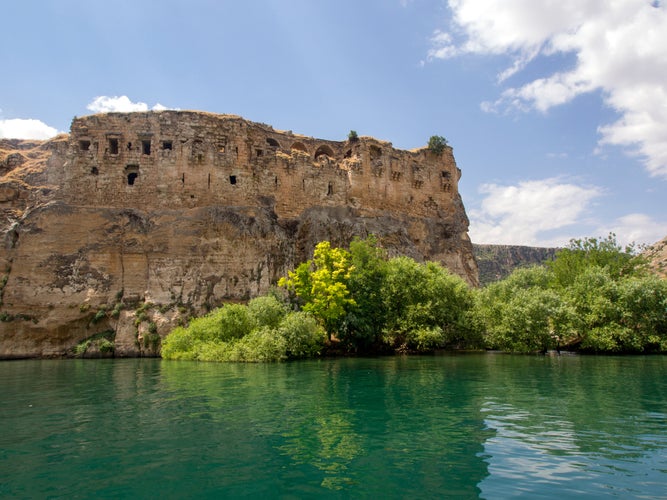 Photo of abandoned Castle (Rum Kale) in Firat River (Euphrates River), Halfeti, Gaziantep, Turkey.