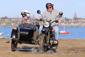 Saint Malo and Saint Servan in vintage sidecar with driver