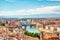 Florence Aerial View of Ponte Vecchio Bridge during Beautiful Sunny Day, Italy