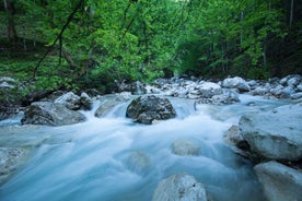 Photo of loisach river flowing through garmisch-partenkirchen, idyllic winter landscape bavaria.