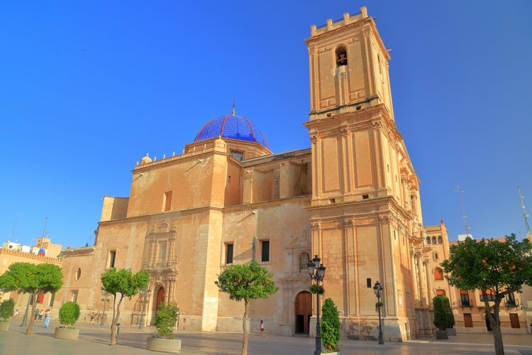 Photo of the old building of Santa Maria Basilica in Elche, Alicante, Spain.