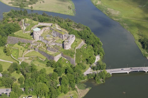 photo of aerial view of Bohus Fortress in Kungälv, Sweden.