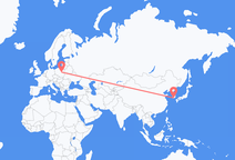 韓国の麗水から、ポーランドのワルシャワまでのフライト