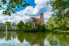 Photo of scenic summer view of the Old Town architecture with Elbe river embankment in Dresden, Saxony, Germany.