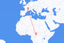 중앙 아프리카 공화국 방기에서 출발해 프랑스 님에게(으)로 가는 항공편