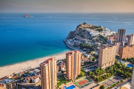 Photo of beautiful view of Santa Pola port and skyline in Alicante of Spain.