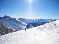 Photo of loisach river flowing through garmisch-partenkirchen, idyllic winter landscape bavaria.