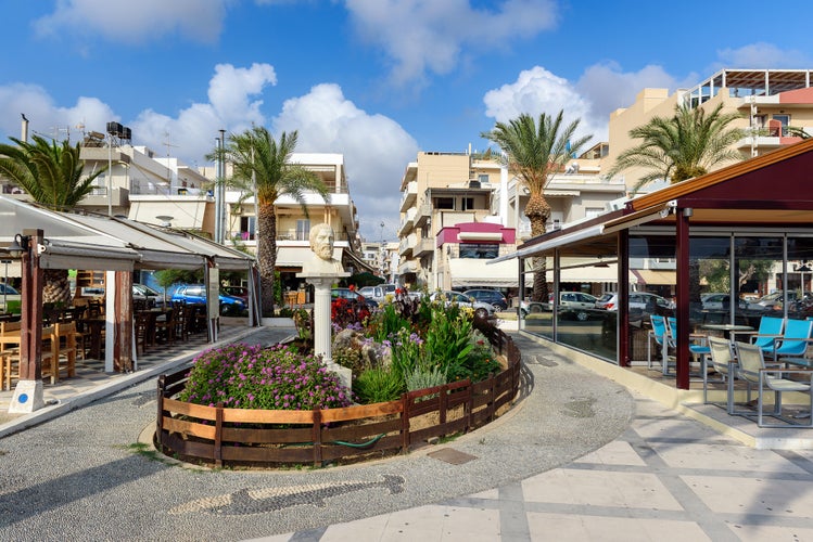 Photo of central street of Sitia town on Crete island, Greece.