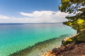 Photo of aerial view of Kuşadası beach resort town on Turkey’s western Aegean coast.