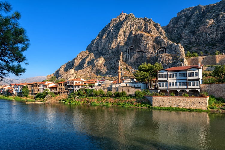 photo of Ottoman houses and Pontic tomb in Amasya, Turkey.