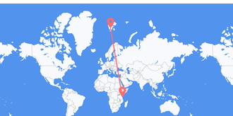 Flyrejser fra Tanzania til Svalbard & Jan Mayen