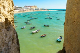 Photo of aerial view the sea of Chipiona, a coastal town in the province of Cádiz in Andalusia (Spain).