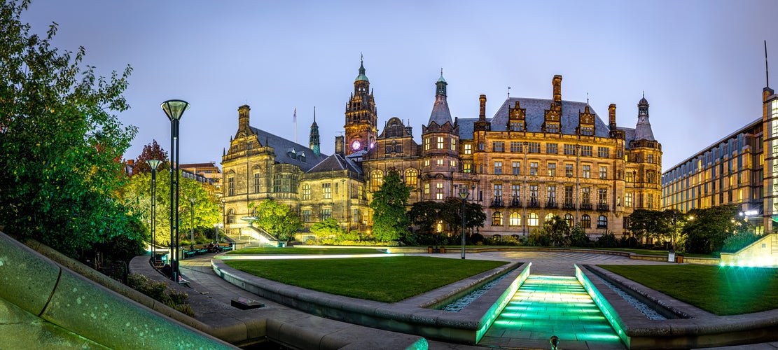 View of Sheffield City Council and Sheffield town hall in autumn, England, UK