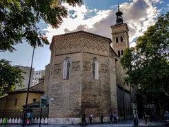 Photo of aerial view of beautiful landscape of Zaragoza, Spain.