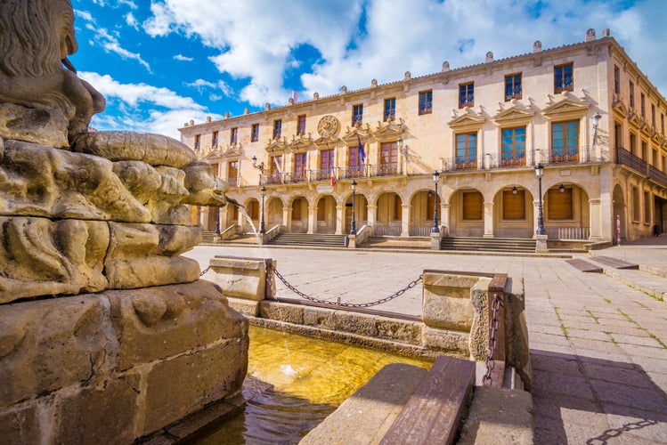 Photo of the city hall of the city of Soria, Castilla y Leon, Spain. The Palacio de los Linajes is located in the main square (Plaza Mayor) of the city.