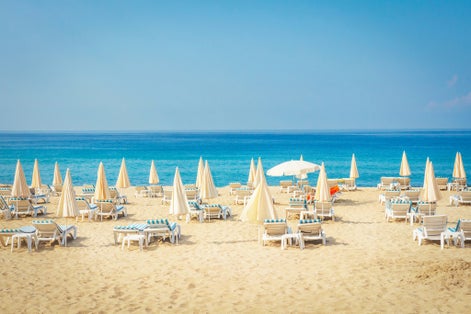 Photo of summer vacation on Alanya  beach in Turkey. 
