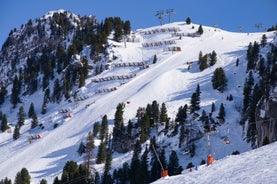 photo of an aerial view of winter resort Mayrhofen, Austria.