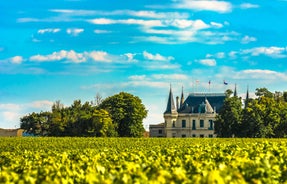 Photo of Bordeaux aerial panoramic view. Bordeaux is a port city on the Garonne river in Southwestern France.