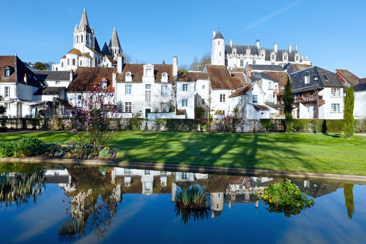 The spring lovely public park in Loches town (France).